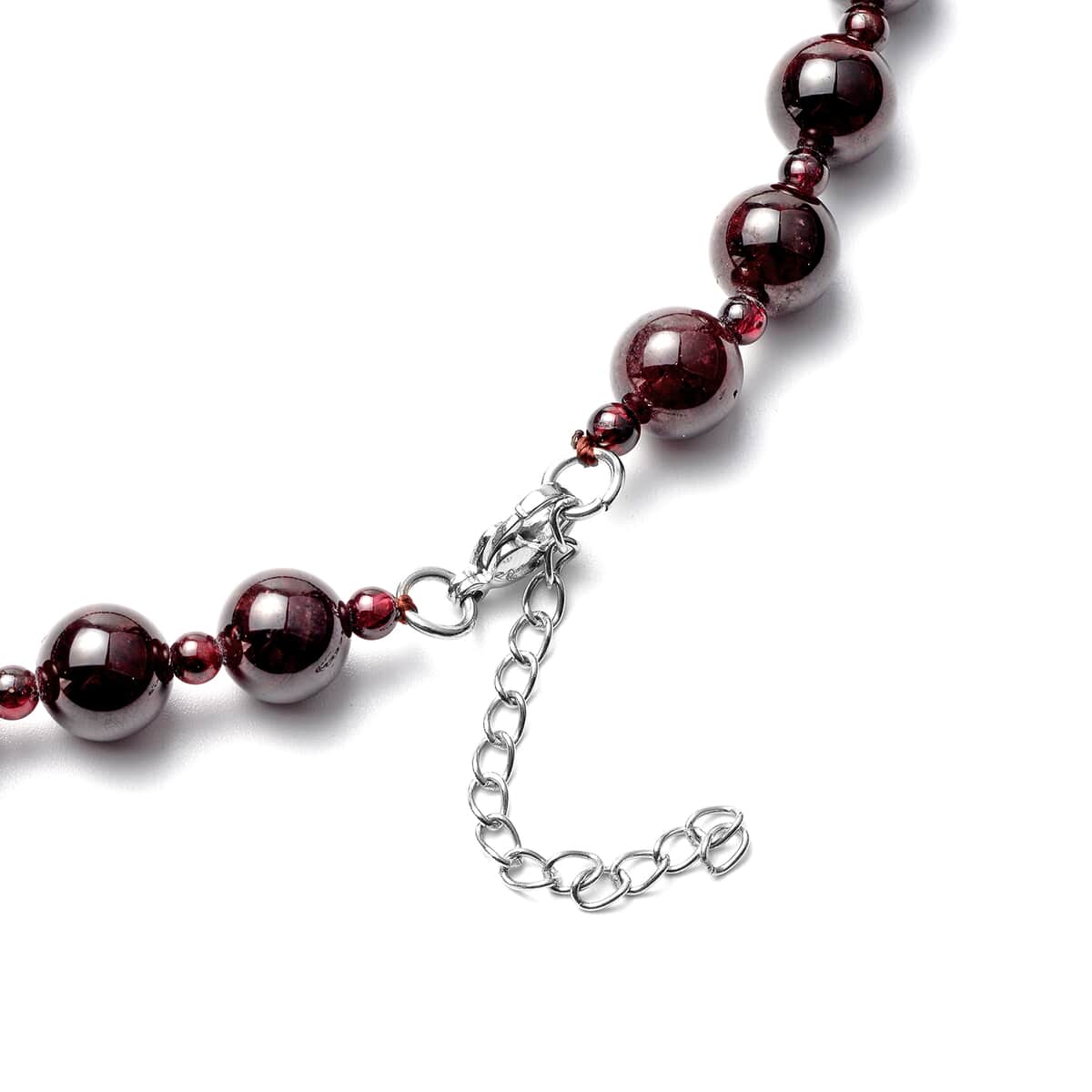 Mozambique Garnet Beaded Double-Row Necklace 18 Inches in Stainless Steel 1102.00 ctw image number 3