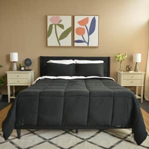 Victory Classic New York Closeout Lincoln Black, White Reversible 5pc Bed in a Bag Comforter Set includes Sheet Set - XL Twin