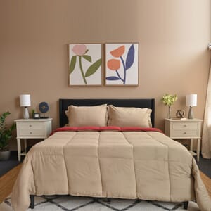 Victory Classic New York Closeout Lincoln Beige, Red Reversible 7pc Bed in a Bag Comforter Set Includes Sheet Set - Full