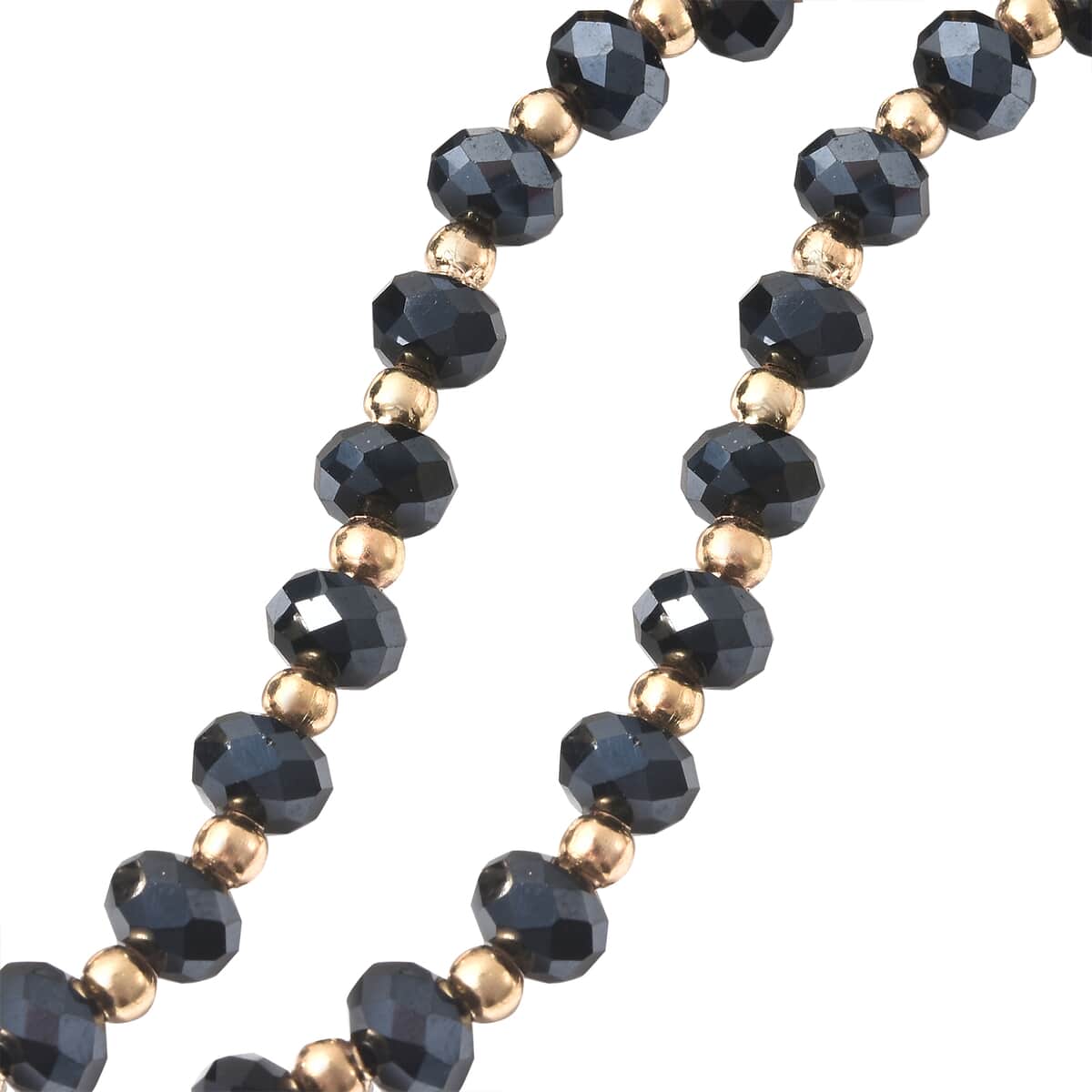 Simulated Blue Sapphire, Black and White Austrian Crystal Fox Necklace 28 Inches in Goldtone image number 4