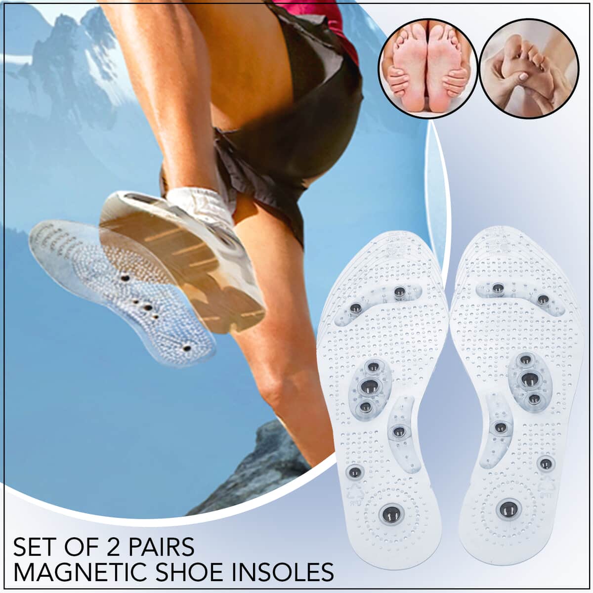 Set of 2 Pairs Magnetic Shoe Insoles - Black and Clear image number 1