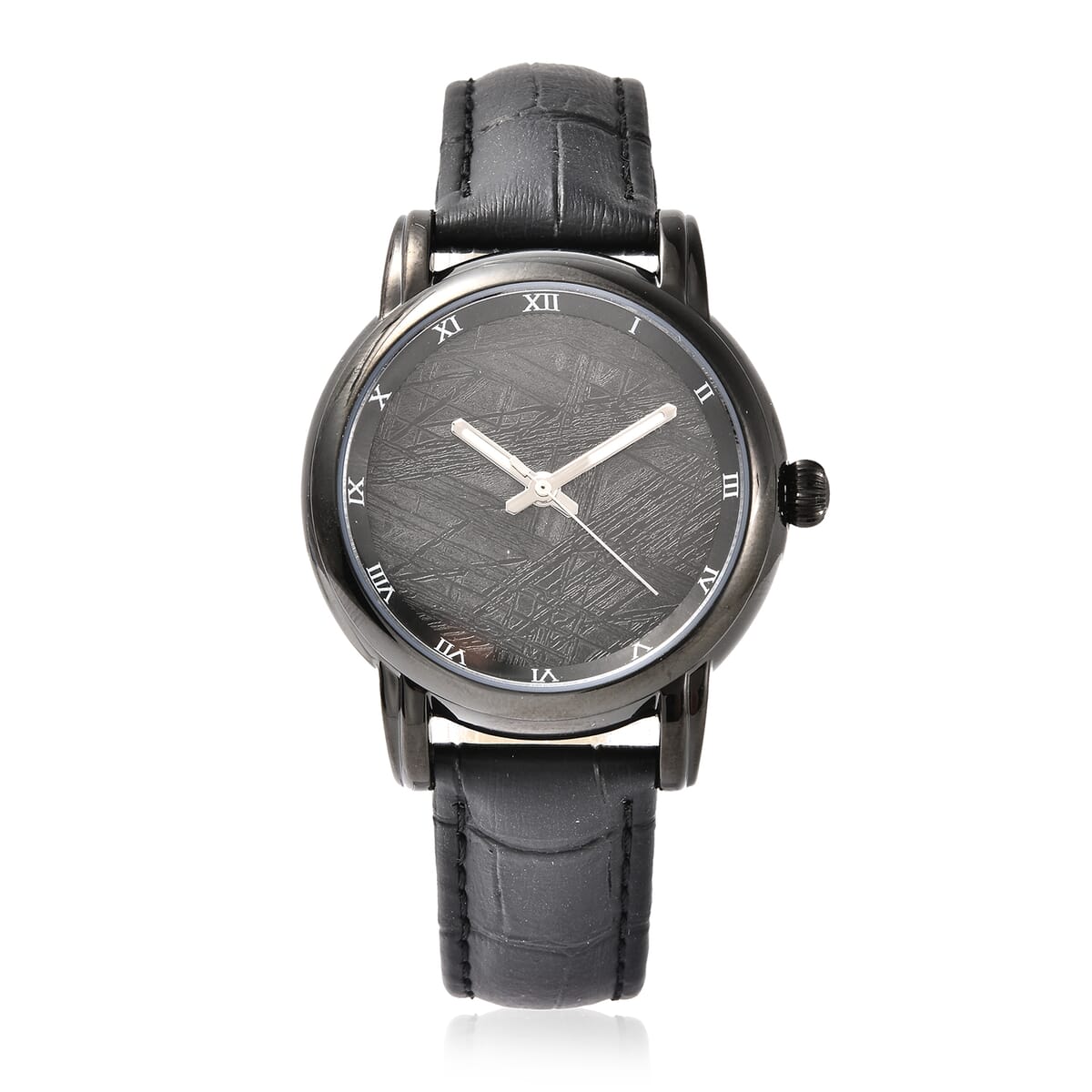 EON 1962 Swiss Movement Watch with Black Marvelous Meteorite Dial & Black Leather Strap image number 0