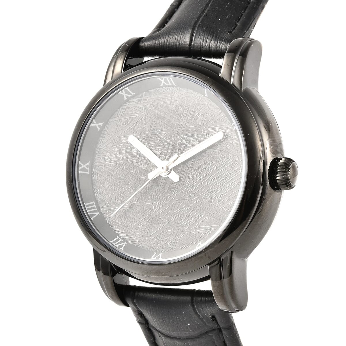 EON 1962 Swiss Movement Watch with Black Marvelous Meteorite Dial & Black Leather Strap image number 2