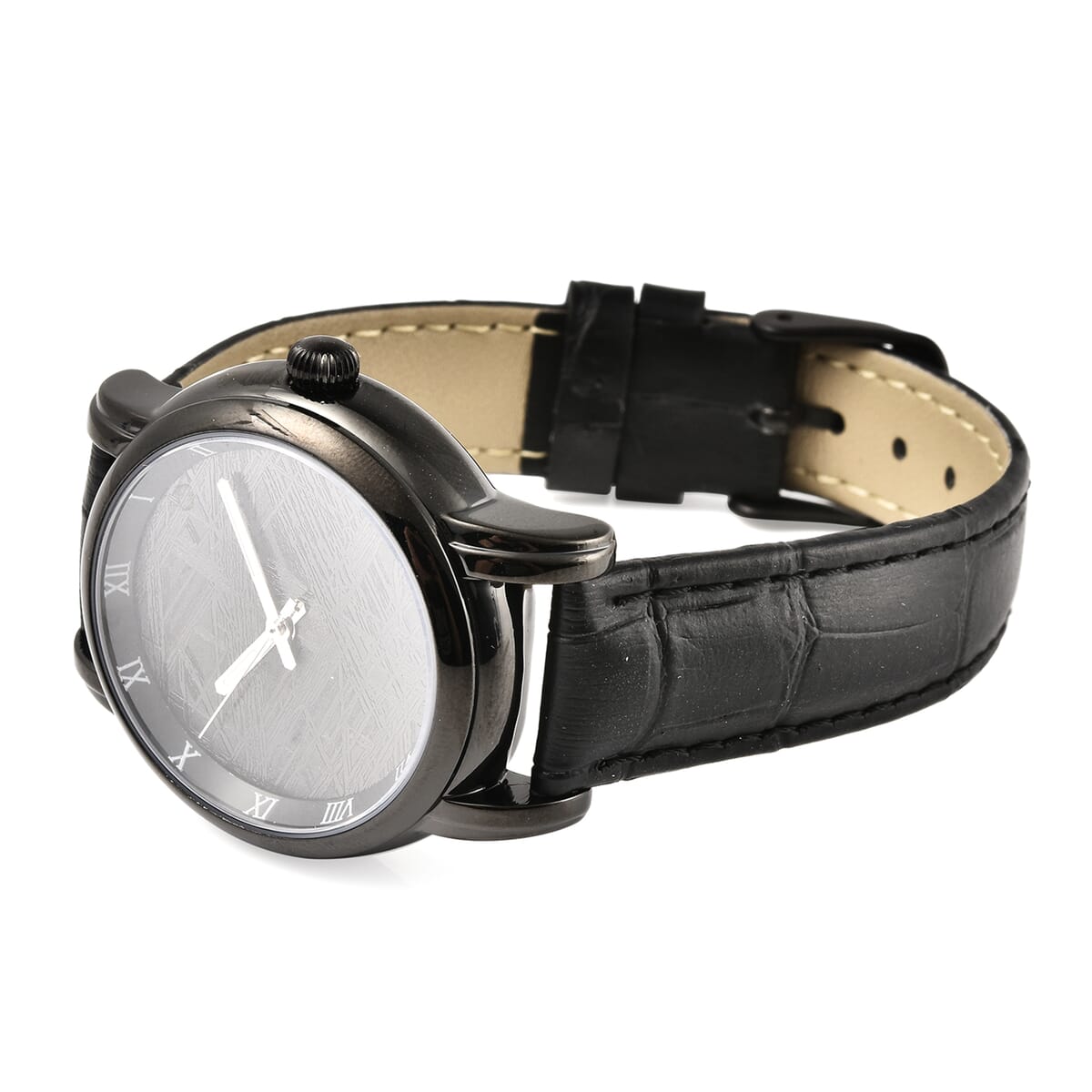 EON 1962 Swiss Movement Watch with Black Marvelous Meteorite Dial & Black Leather Strap image number 3