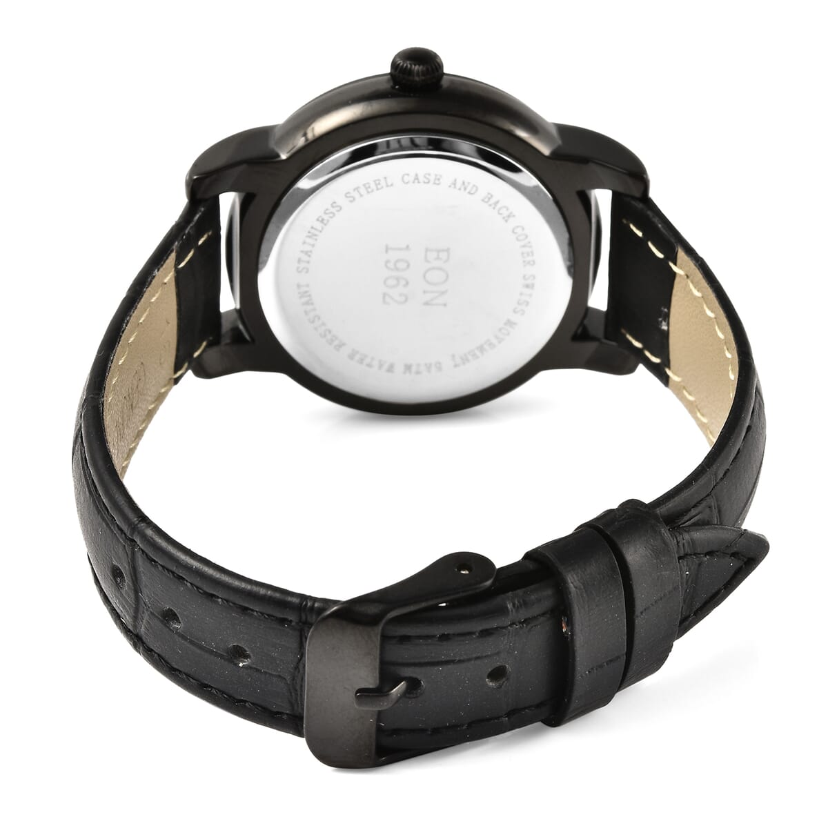 EON 1962 Swiss Movement Watch with Black Marvelous Meteorite Dial & Black Leather Strap image number 4