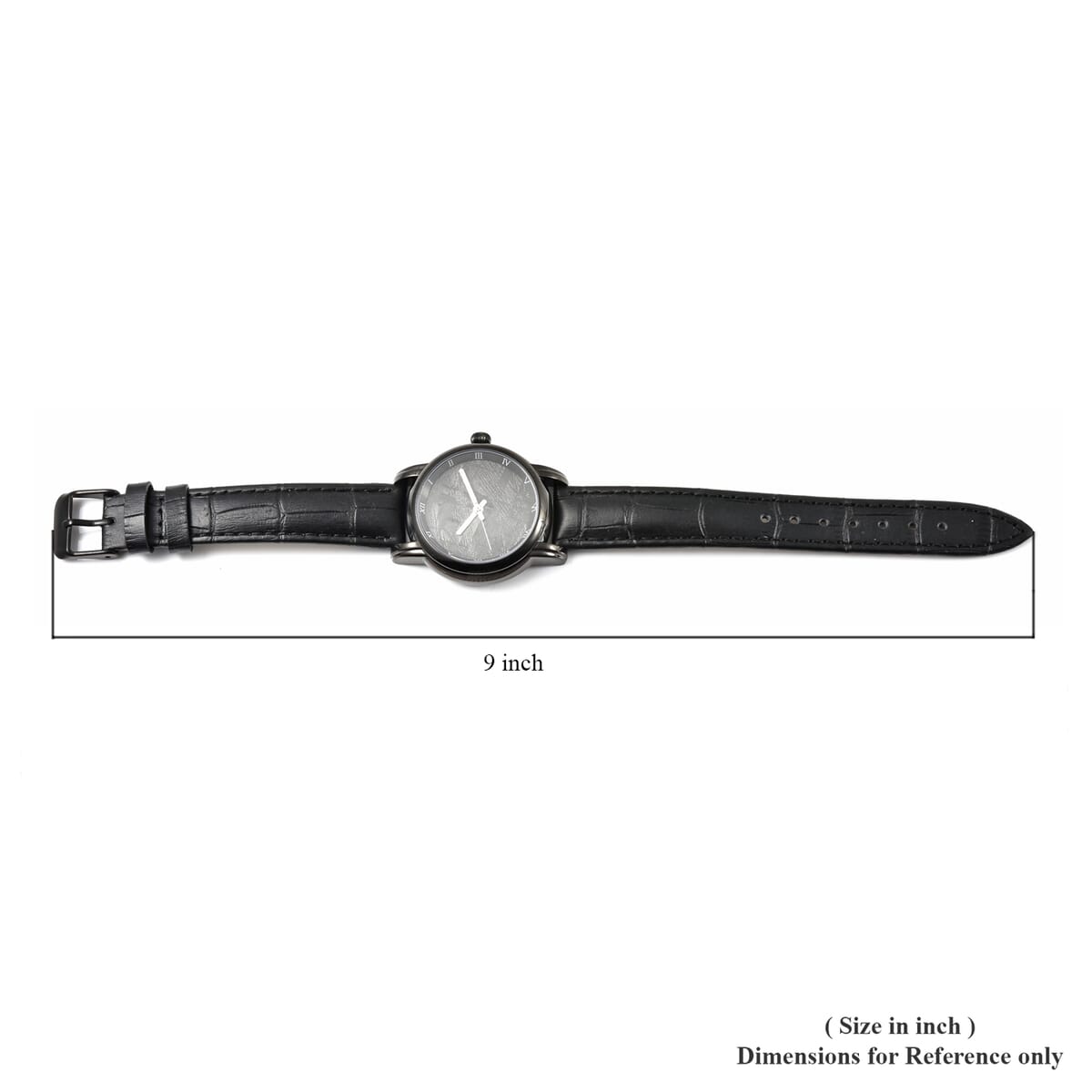 EON 1962 Swiss Movement Watch with Black Marvelous Meteorite Dial & Black Leather Strap image number 5