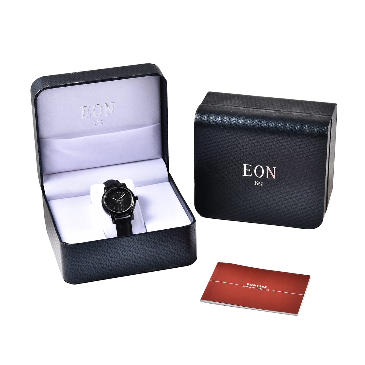 EON 1962 Swiss Movement Watch with Black Marvelous Meteorite Dial & Black Leather Strap image number 6