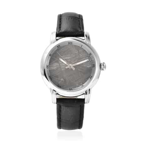 EON 1962 Swiss Movement Watch with Black Marvelous Meteorite Dial & Black Leather Strap image number 0