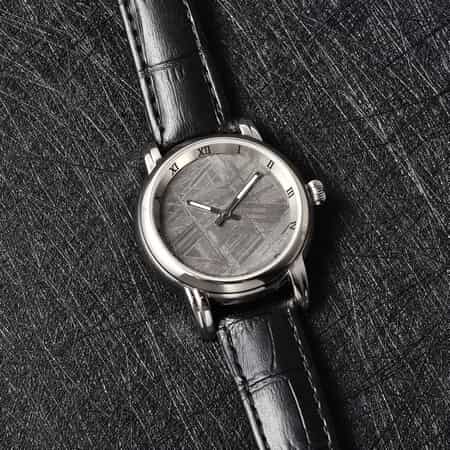 EON 1962 Swiss Movement Watch with Black Marvelous Meteorite Dial & Black Leather Strap image number 1