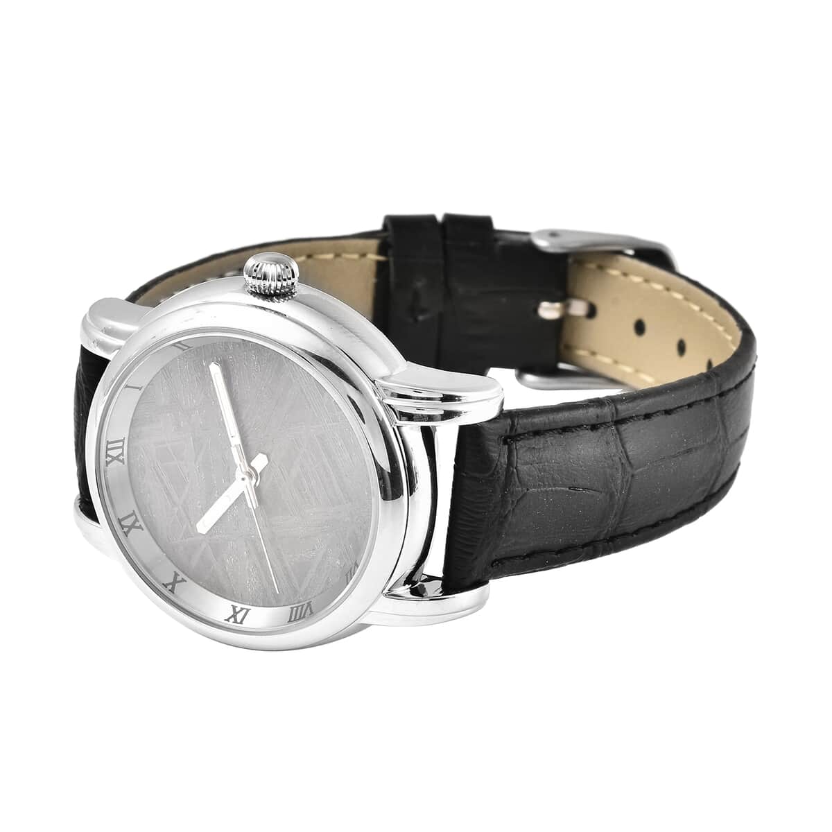 EON 1962 Swiss Movement Watch with Black Marvelous Meteorite Dial & Black Leather Strap image number 4