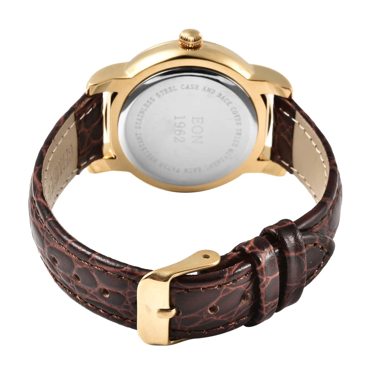 Eon 1962 Swiss Movement Watch with Marvelous Meteorite Dial & Dark Brown Leather Strap, Designer Gemstone Watch, Analog Luxury Wristwatch image number 4