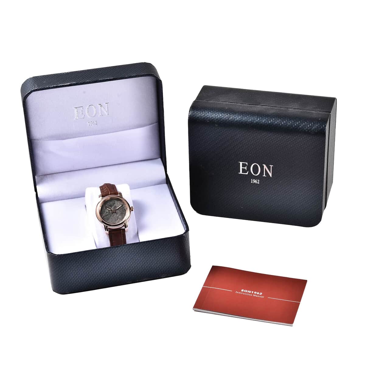 Eon 1962 Swiss Movement Watch with Marvelous Meteorite Dial & Light Brown Leather Strap, Designer Gemstone Watch, Analog Luxury Wristwatch image number 7
