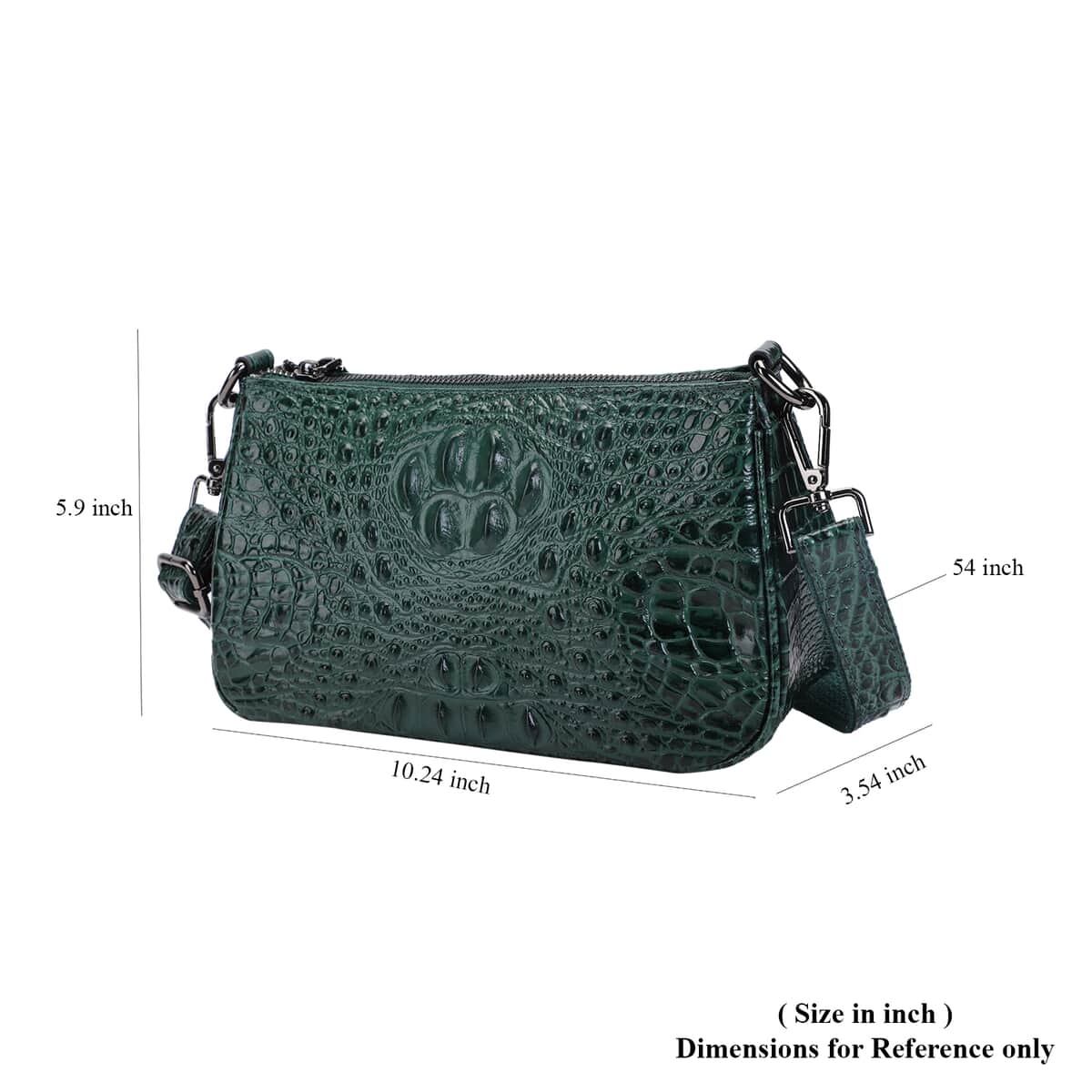 Green Crocodile Skin Pattern Genuine Leather Hobo Bag image number 6