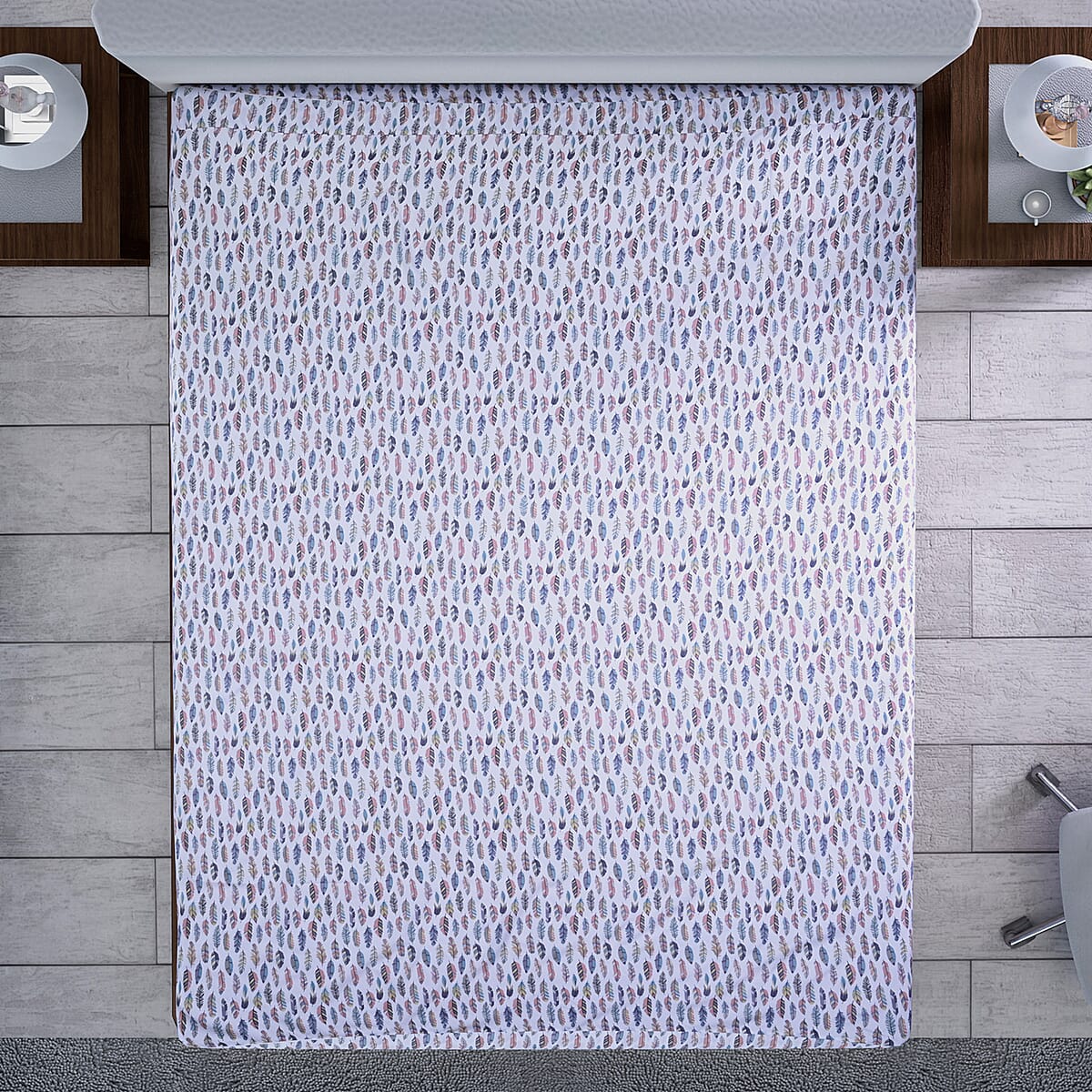 HOMESMART Colorful Feather Print Pattern 6 Pcs Microfiber Sheet Set (with 14 Deep Pocket) - Full , Bed Sheets , Fitted Sheet , Bed Sheet Set , Microfiber Sheets image number 2