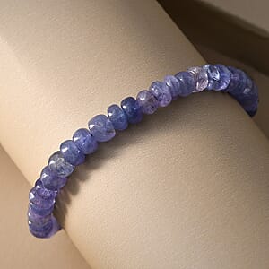 Tanzanite Beaded Adjustable Bracelet in Platinum Over Sterling Silver (7.25 In) 24.75 ctw