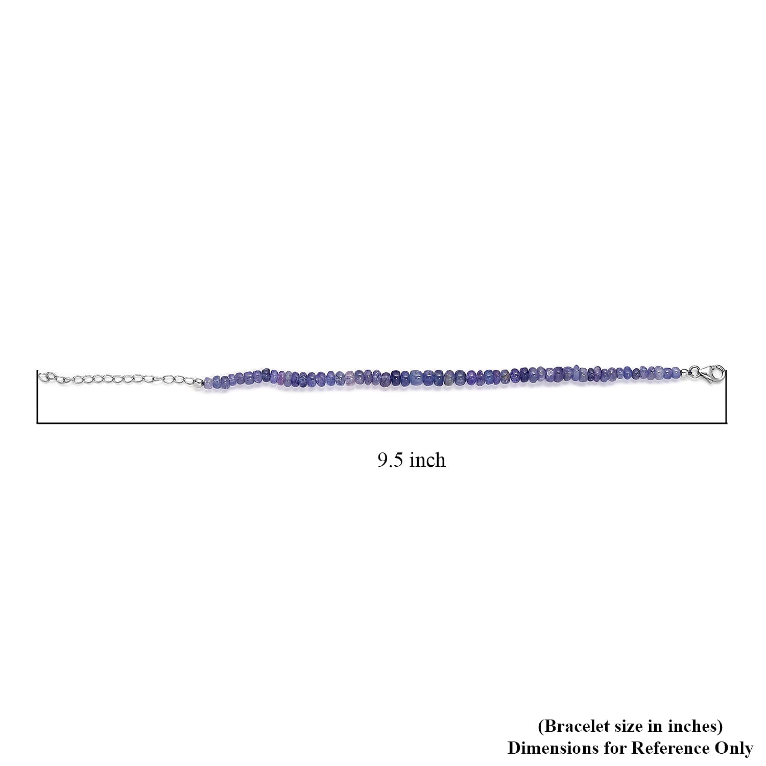 Tanzanite Beaded Adjustable Bracelet in Platinum Over Sterling Silver (7.25 In) 24.75 ctw