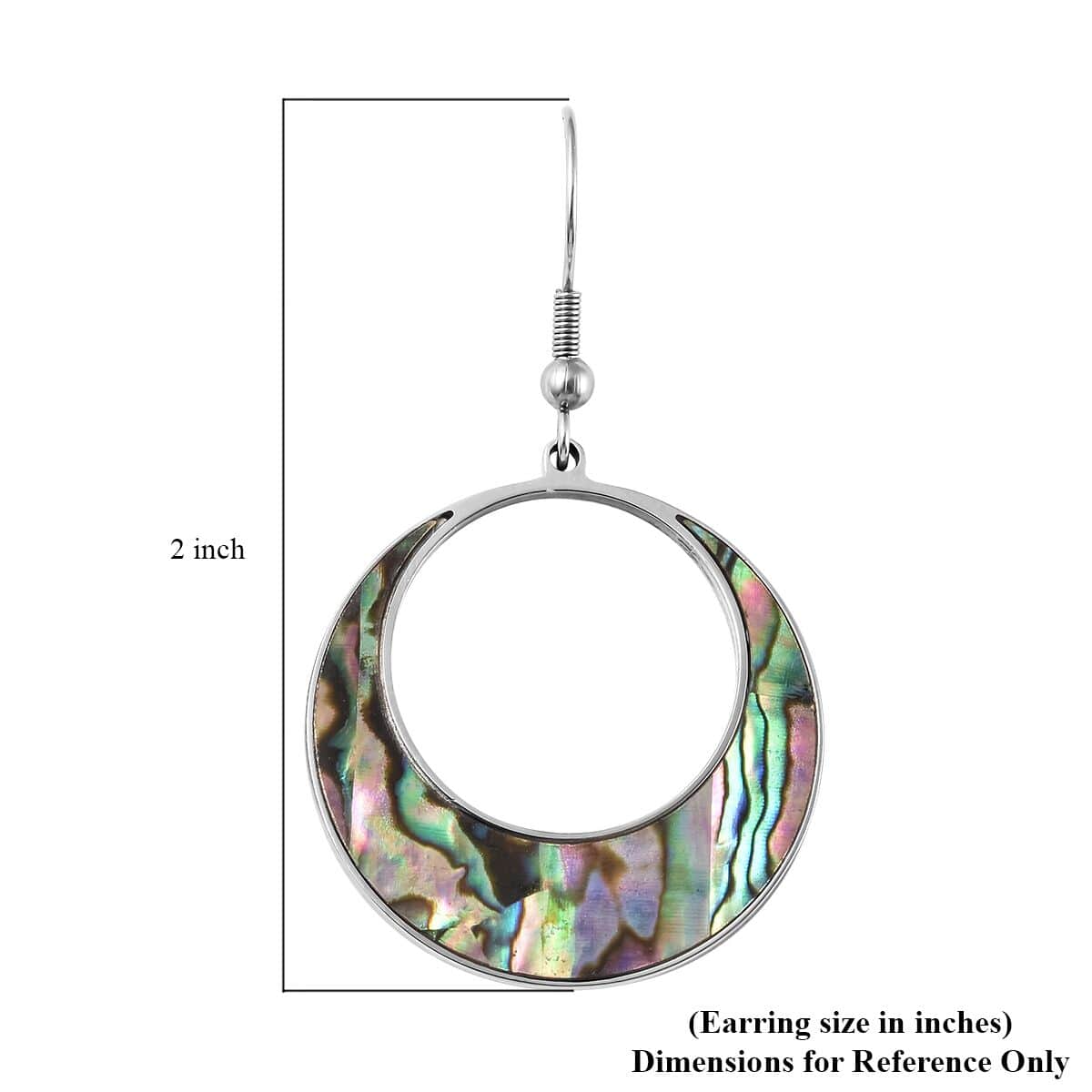 Abalone Shell Crescent Moon Earrings in Stainless Steel image number 3