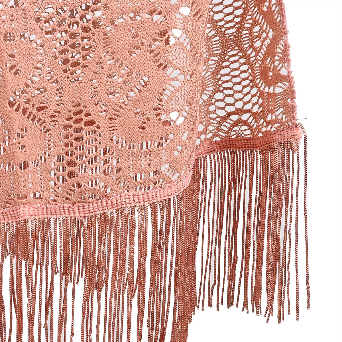 Jovie Blush Lace Kimono for Women with Fine Fringe Hem | Open front Kimono | Ladies Kimono image number 3