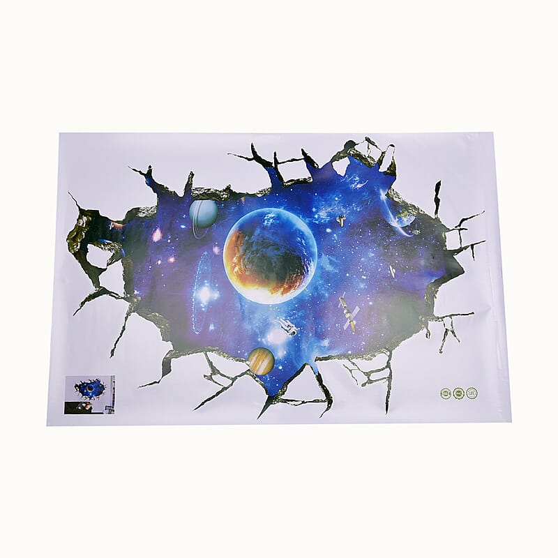 Multi Color 3D Space Floor and Wall Sticker, Removable Creative Home Wall Art Mural and Decoration Accessories
