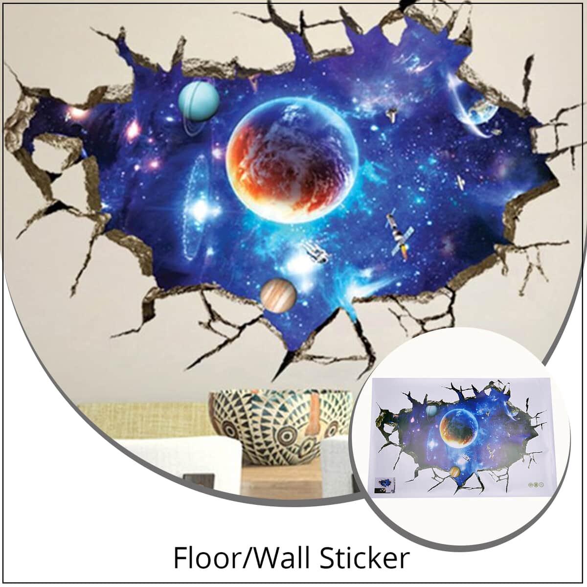 Multi Color 3D Space Floor and Wall Sticker, Removable Creative Home Wall Art Mural and Decoration Accessories image number 1