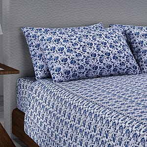 Homesmart Elegant Floral Print Pattern 6 Pcs Microfiber Sheet Set (with 14 Deep Pocket) - King, Bed Sheets, Fitted Sheet, Bed Sheet Set, Microfiber Sheets