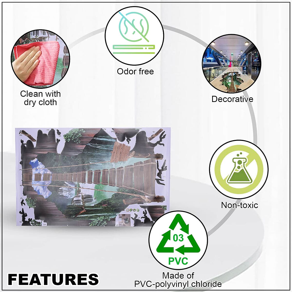 Multi Color 3D Sea World Floor and Wall Sticker, Removable Creative Home Wall Art Mural and Decoration Accessories image number 2