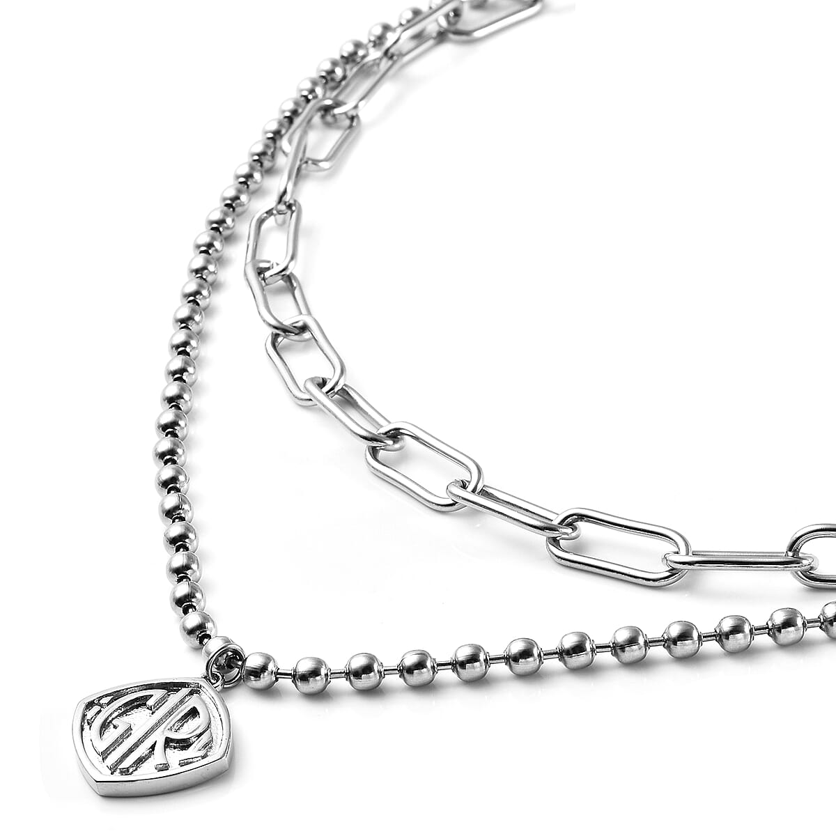 Engraved I Girl Necklace 18 Inches in Stainless Steel 34.57 Grams image number 3