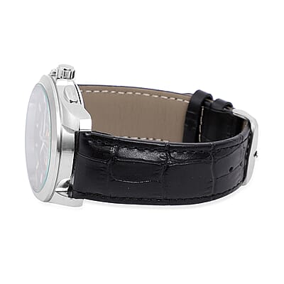 Genoa Automatic Mechanical Movement Watch with Black Skeleton Dial & Black Leather Strap