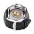 Genoa Automatic Mechanical Movement Watch with White Skeleton Dial & Black Leather Strap image number 5