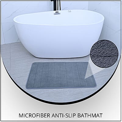 Gray Color Microfiber Anti-Slip Bathmat , Luxury Bath Mats , Non Slip Bath Mats , Quick Dry Bath Mats