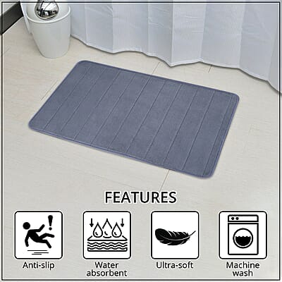 Gray Color Microfiber Anti-Slip Bathmat , Luxury Bath Mats , Non Slip Bath Mats , Quick Dry Bath Mats