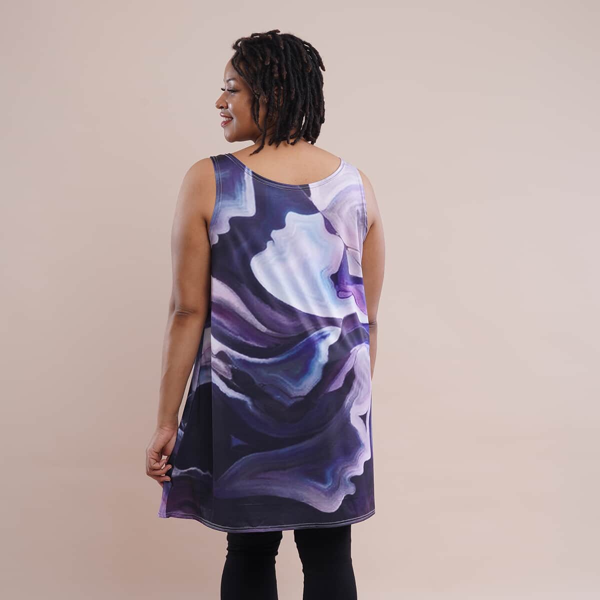 Jovie Purple Wave Pattern Sleeveless A-Line Tunic (S/M) image number 1