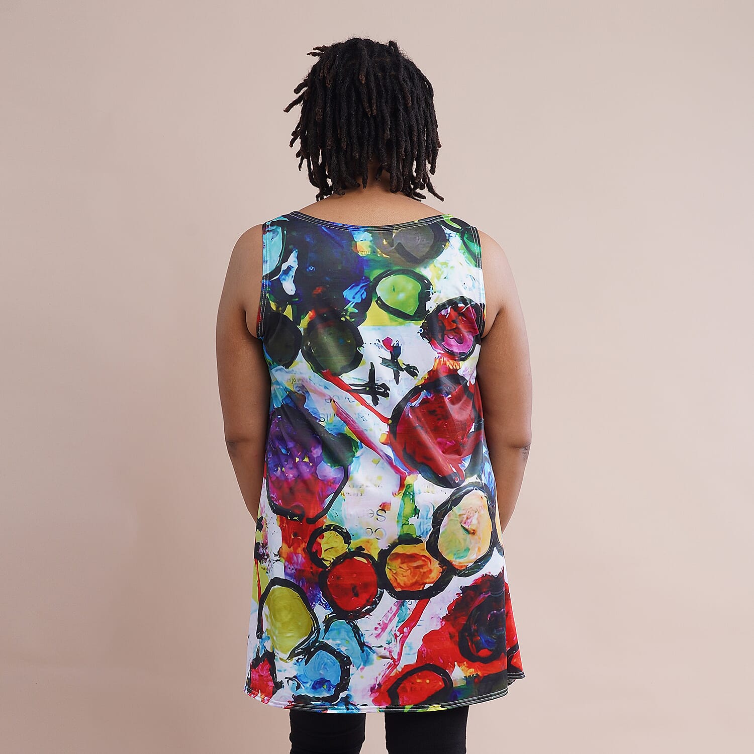 Jovie Multi Color Art Pattern Sleeveless A-Line Tunic (S/M)