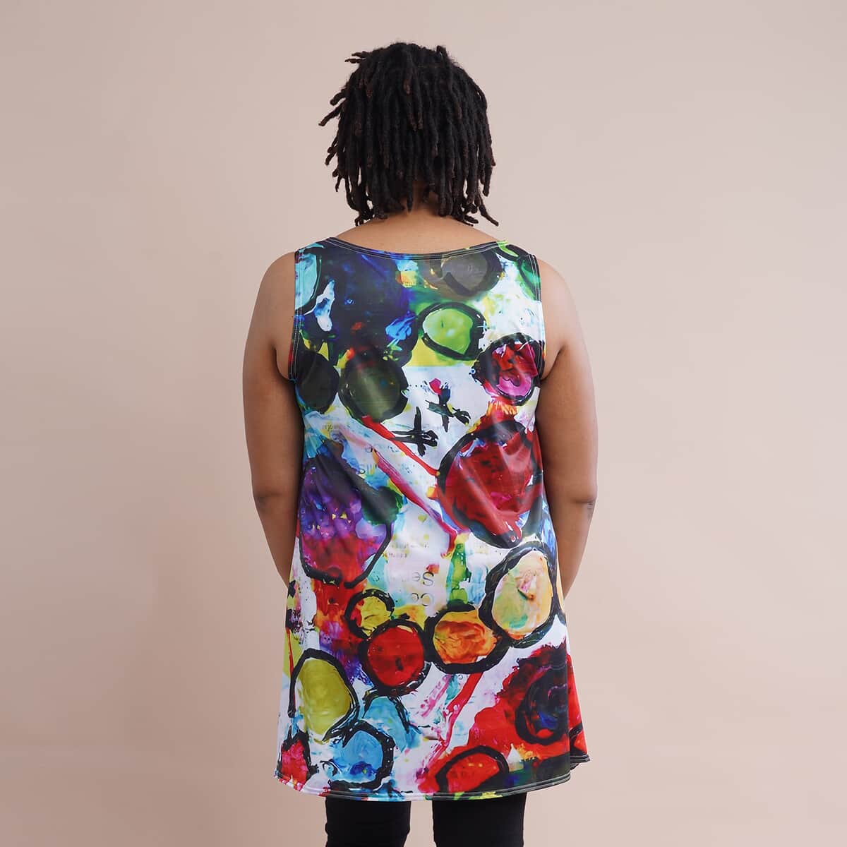 Jovie Multi Color Art Pattern Sleeveless A-Line Tunic (S/M) image number 1
