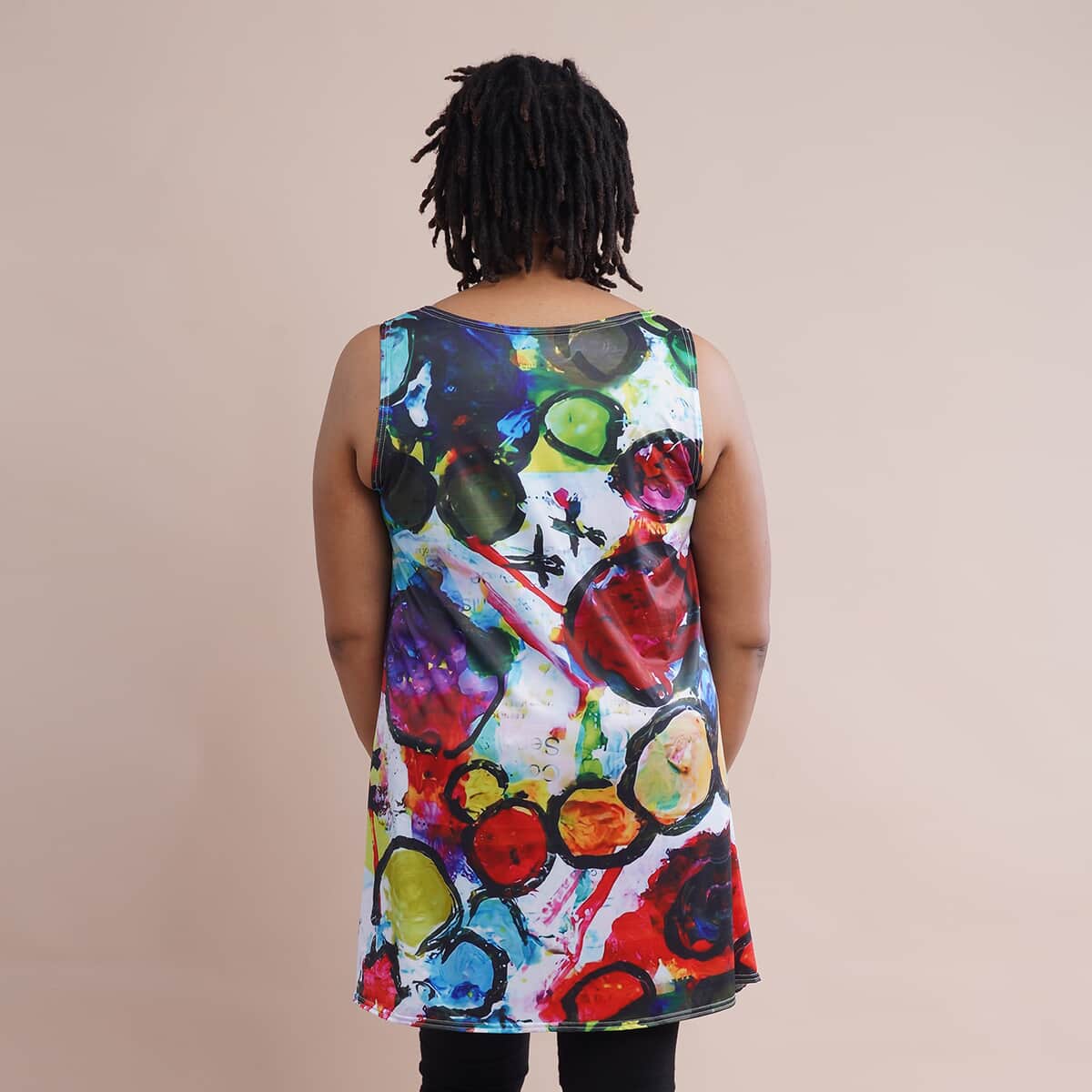 Jovie Multi Color Art Pattern Sleeveless A-Line Tunic (L/XL) image number 1