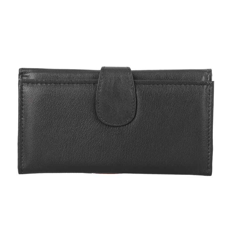 Passage Black Genuine Leather RFID Tri-Fold Wallet
