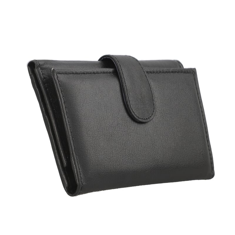 Passage Black Genuine Leather RFID Tri-Fold Wallet