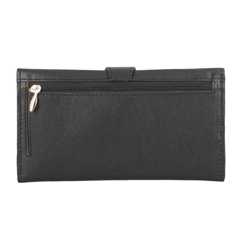 Passage Black Genuine Leather RFID Tri-Fold Wallet