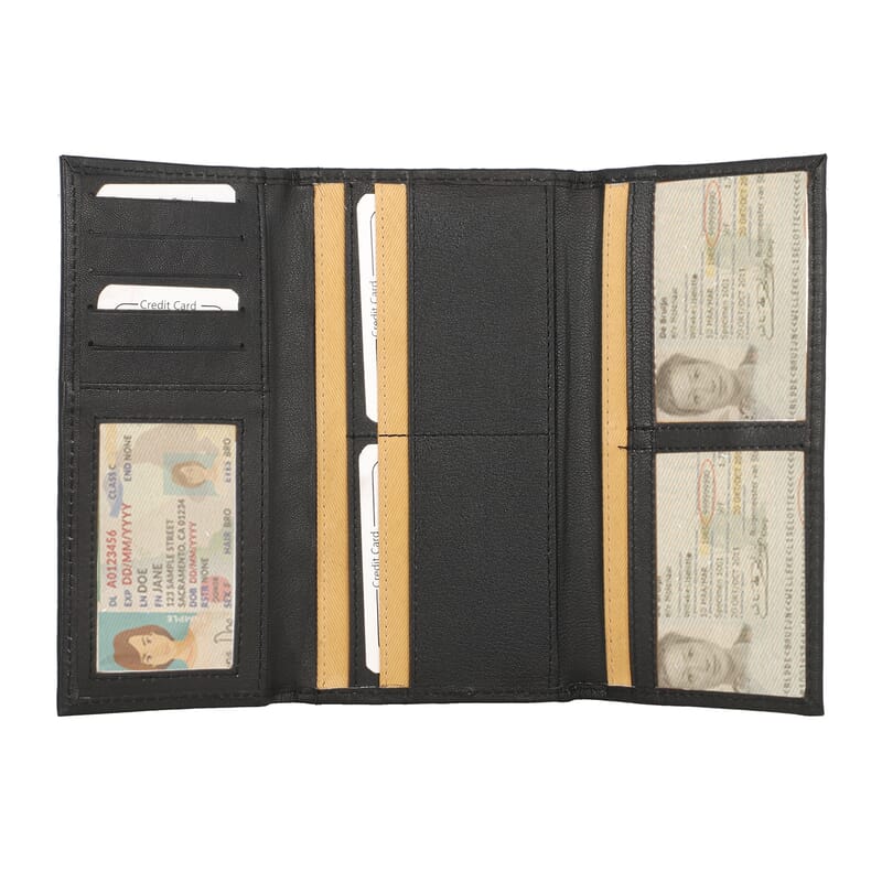 Passage Black Genuine Leather RFID Tri-Fold Wallet