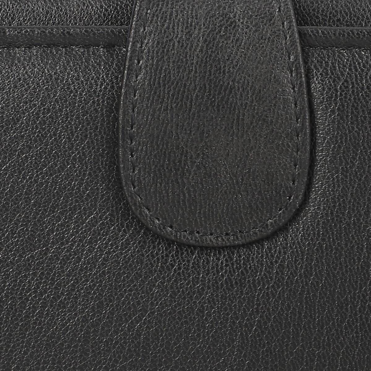 PASSAGE Black Genuine Leather RFID Tri-Fold Wallet (8.5"x4.5"x.5'') image number 6