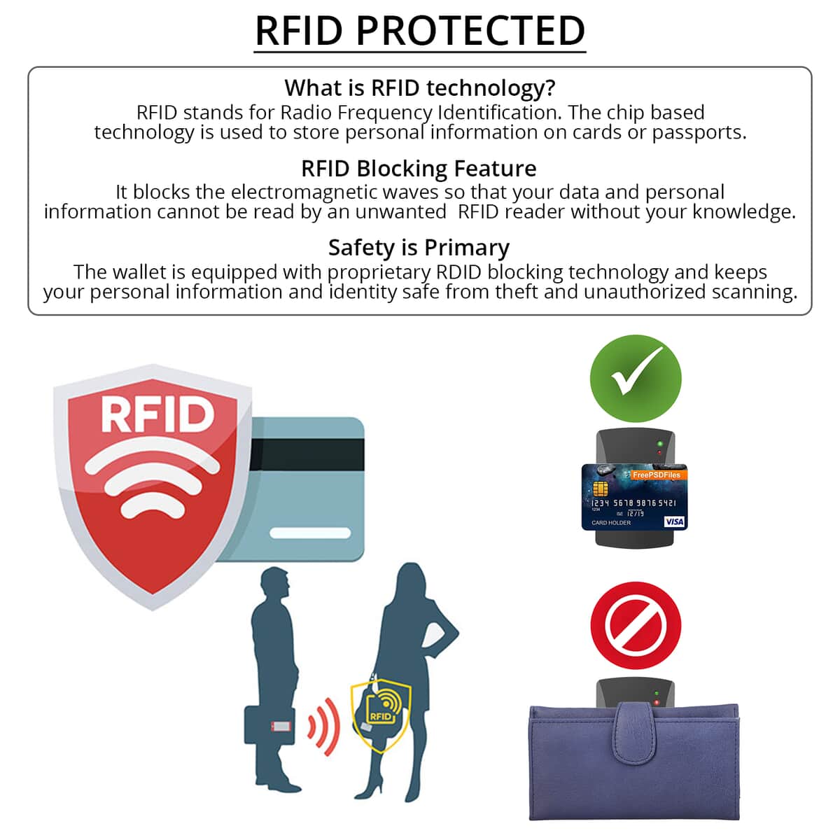 Passage Blue Genuine Leather RFID Tri-Fold Wallet image number 1