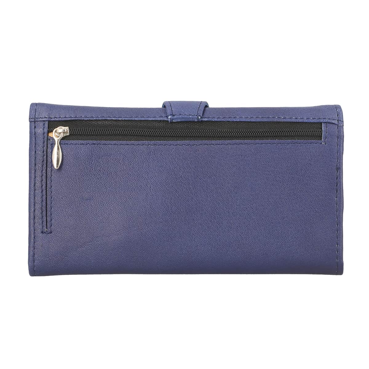 Passage Blue Genuine Leather RFID Tri-Fold Wallet image number 4