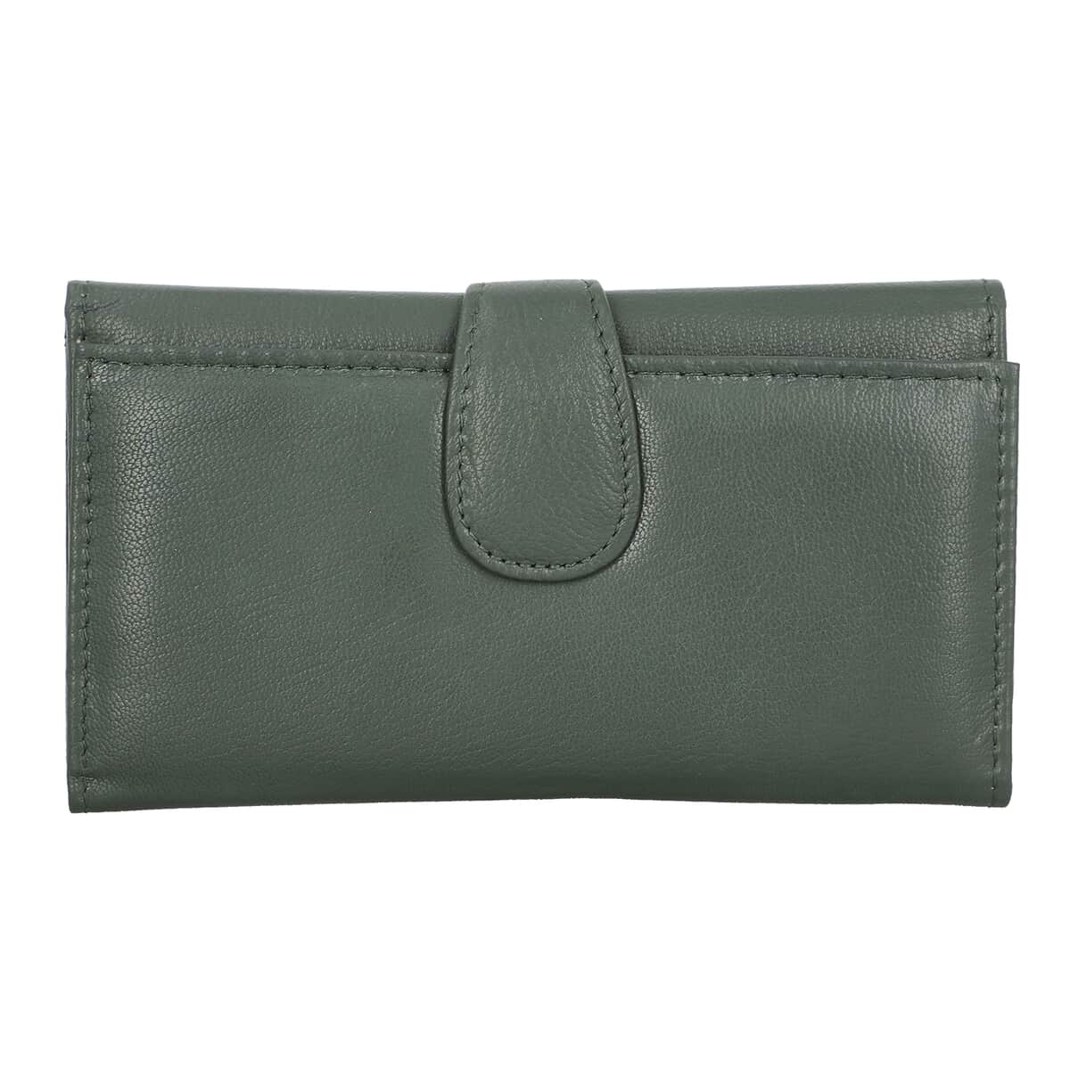 Passage Green Genuine Leather RFID Tri-Fold Wallet image number 0