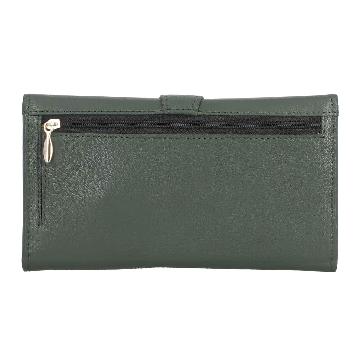 Passage Green Genuine Leather RFID Tri-Fold Wallet image number 4