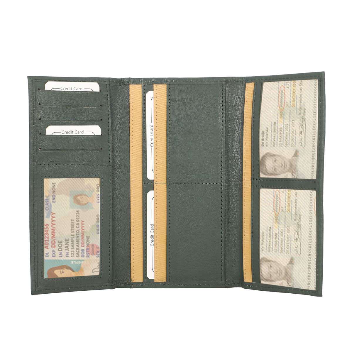 Passage Green Genuine Leather RFID Tri-Fold Wallet image number 5