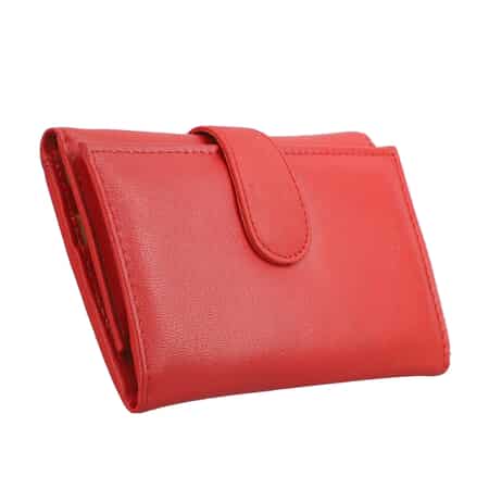 Passage Red Genuine Leather RFID Tri-Fold Wallet image number 3