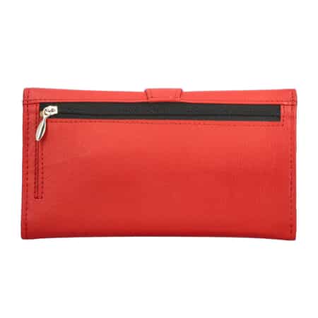 Passage Red Genuine Leather RFID Tri-Fold Wallet image number 4
