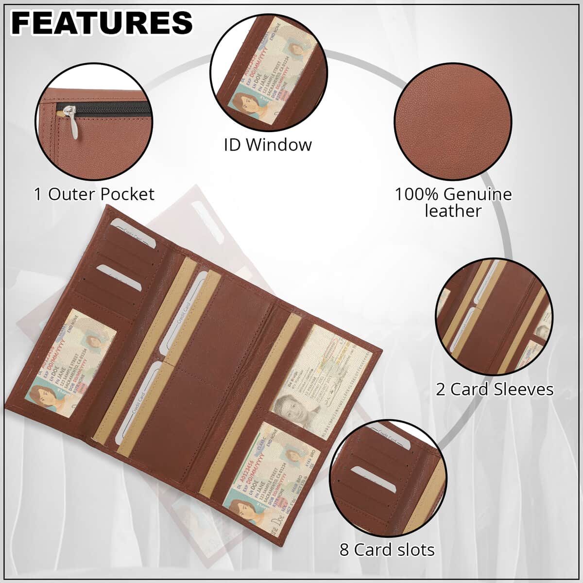 Passage Tan Genuine Leather RFID Tri-Fold Wallet image number 2