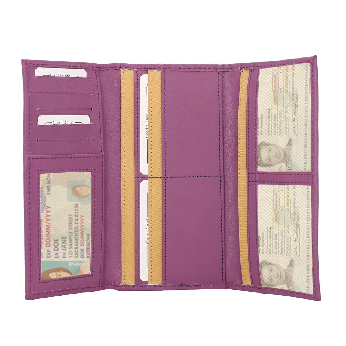 Passage Lilac Genuine Leather RFID Tri-Fold Wallet image number 5