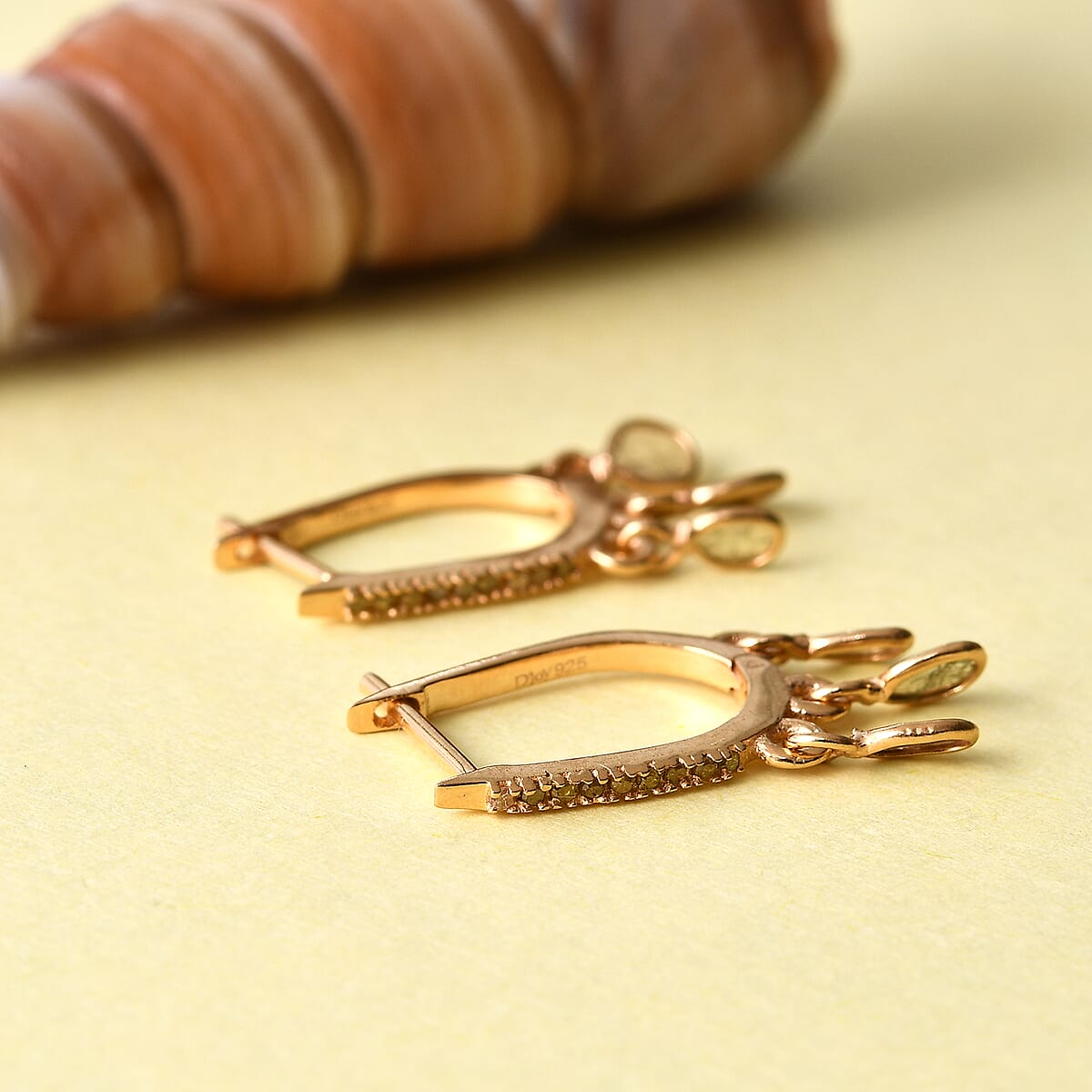 Artisan Crafted Yellow Polki Diamond Earrings in 14K Yellow Gold Over Sterling Silver 1.00 ctw image number 1